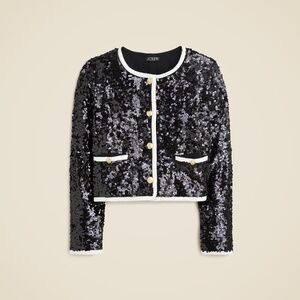 J Crew Mariner jersey lady jacket with sequins black/white size M CF475 NWT